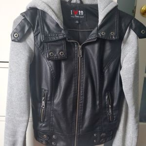 Leather like jacket Boy meets girl jacket size small black with gray